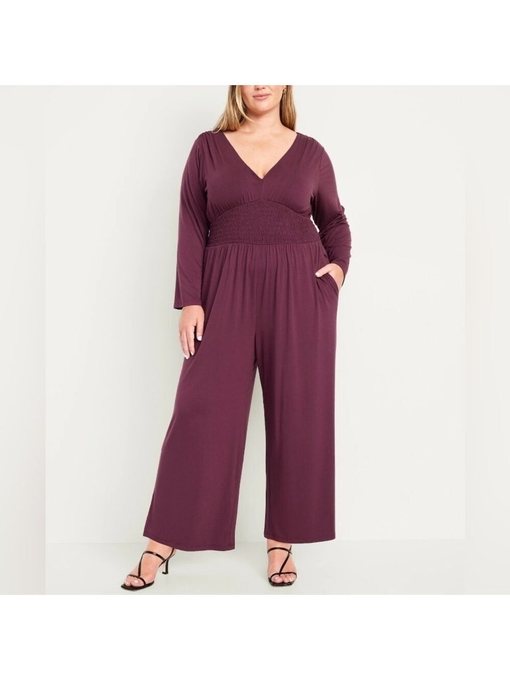 🆕 2X • Old Navy • Long Sleeve Waist-Defined V-Neck Jumpsuit